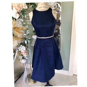 Blue Niki Short Diamond Belted Waist Short Dress